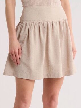 Max Studio Mocha Textured Mini Skirt
